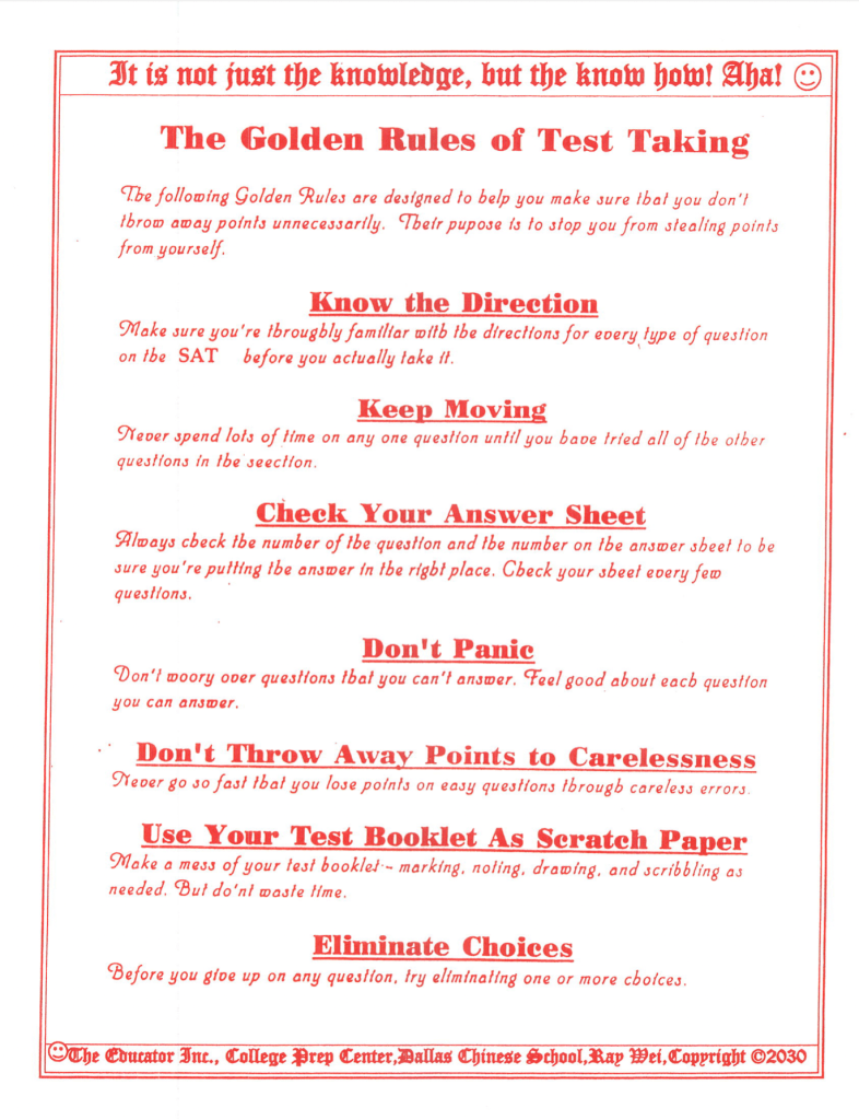 The Golden Rules of Test Taking
